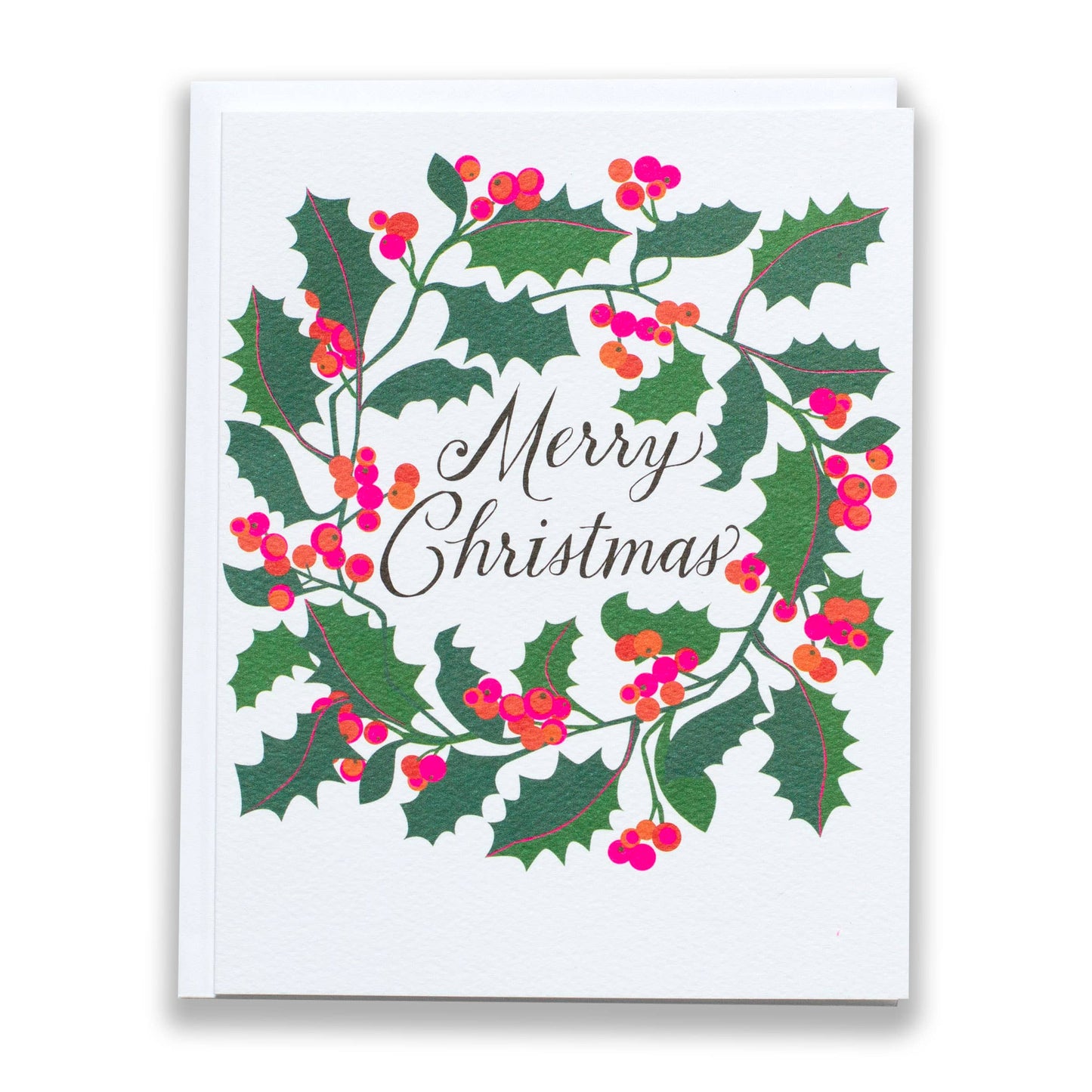 Holly Wreath Merry Christmas Card