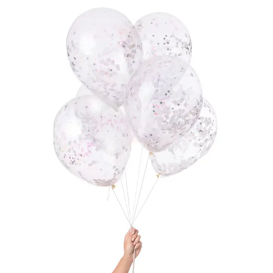 White Iridescent Confetti Balloons