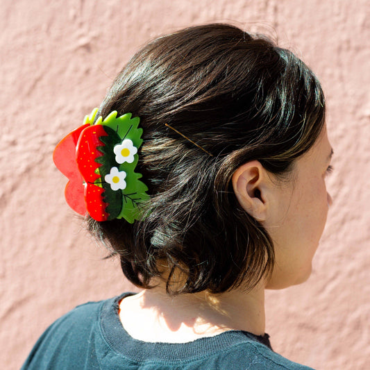 Strawberries and Flowers Hair Claw