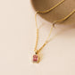 Light Pink Rectangular Baguette Pendant Necklace