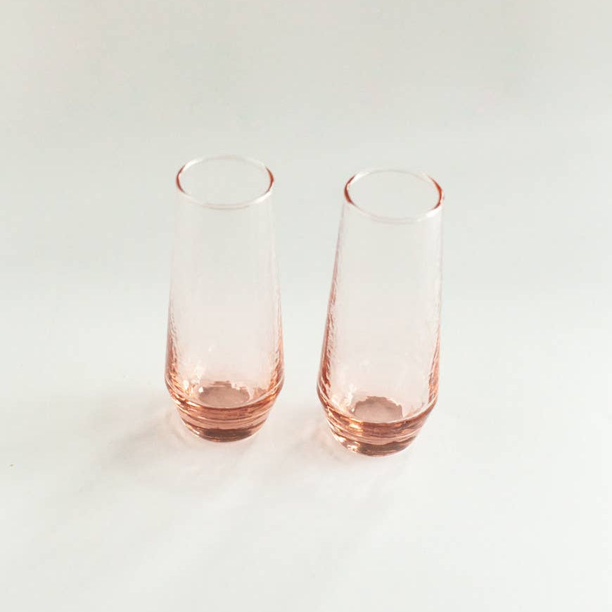 Handblown Hammered Champagne Flutes