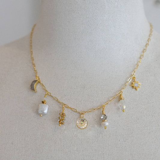 Apollo Pearl Charm Necklace