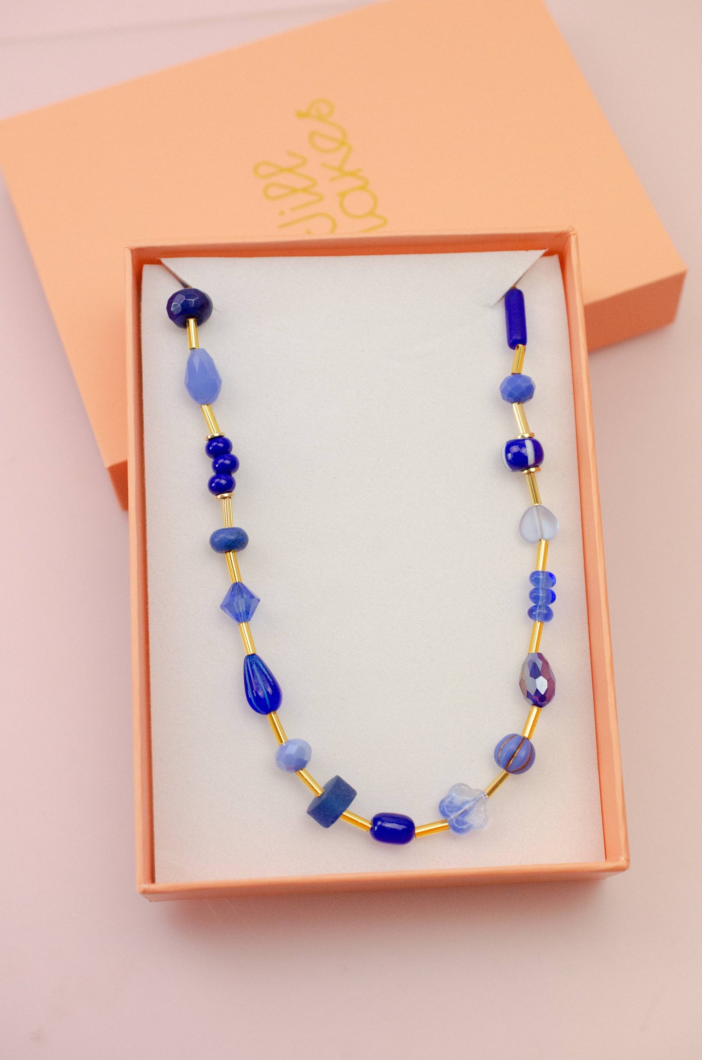 Blue Gemstone Beaded Necklace