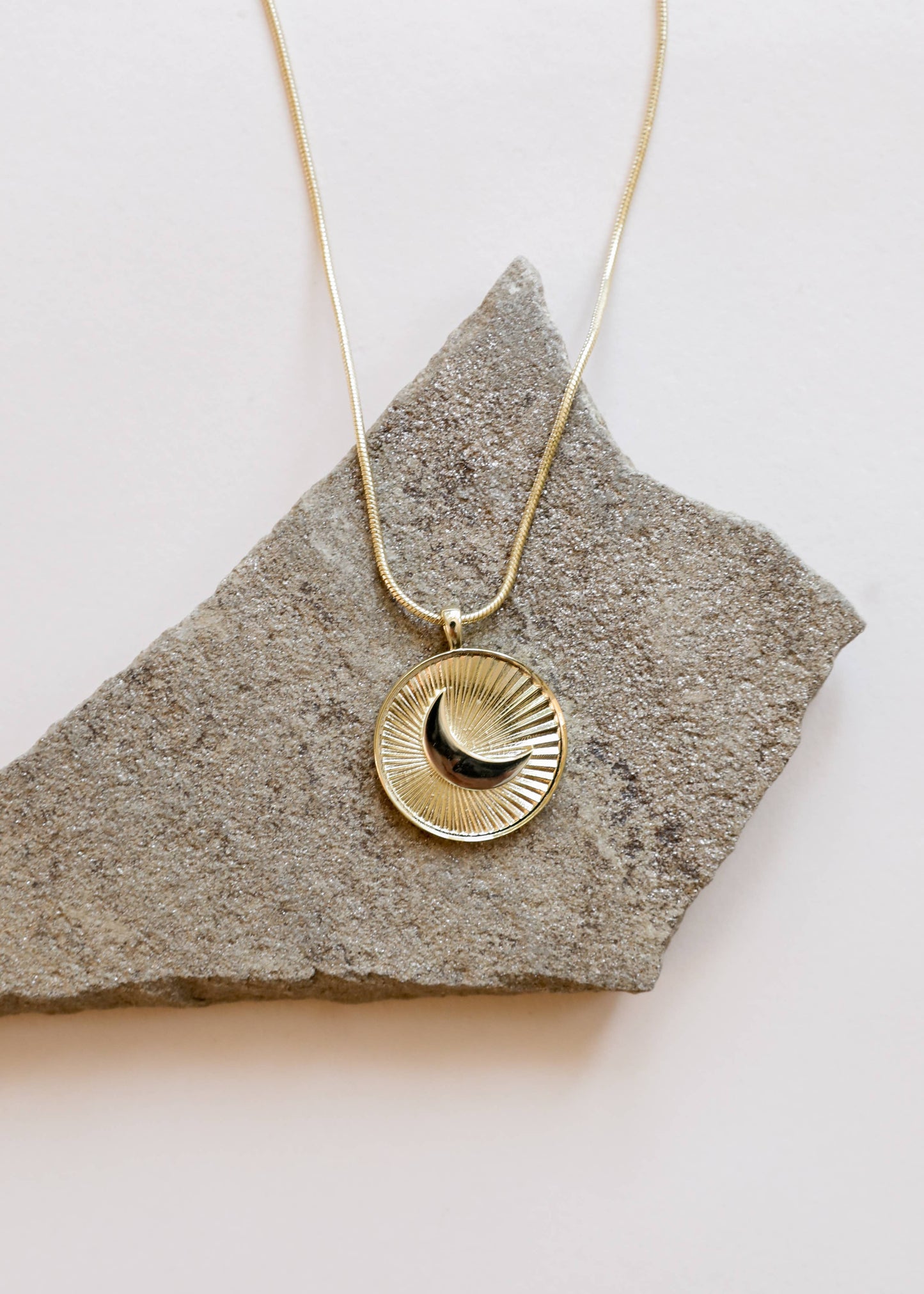 Crescent Moon Coin Gold Necklace