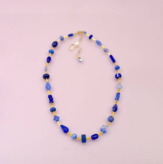 Blue Gemstone Beaded Necklace