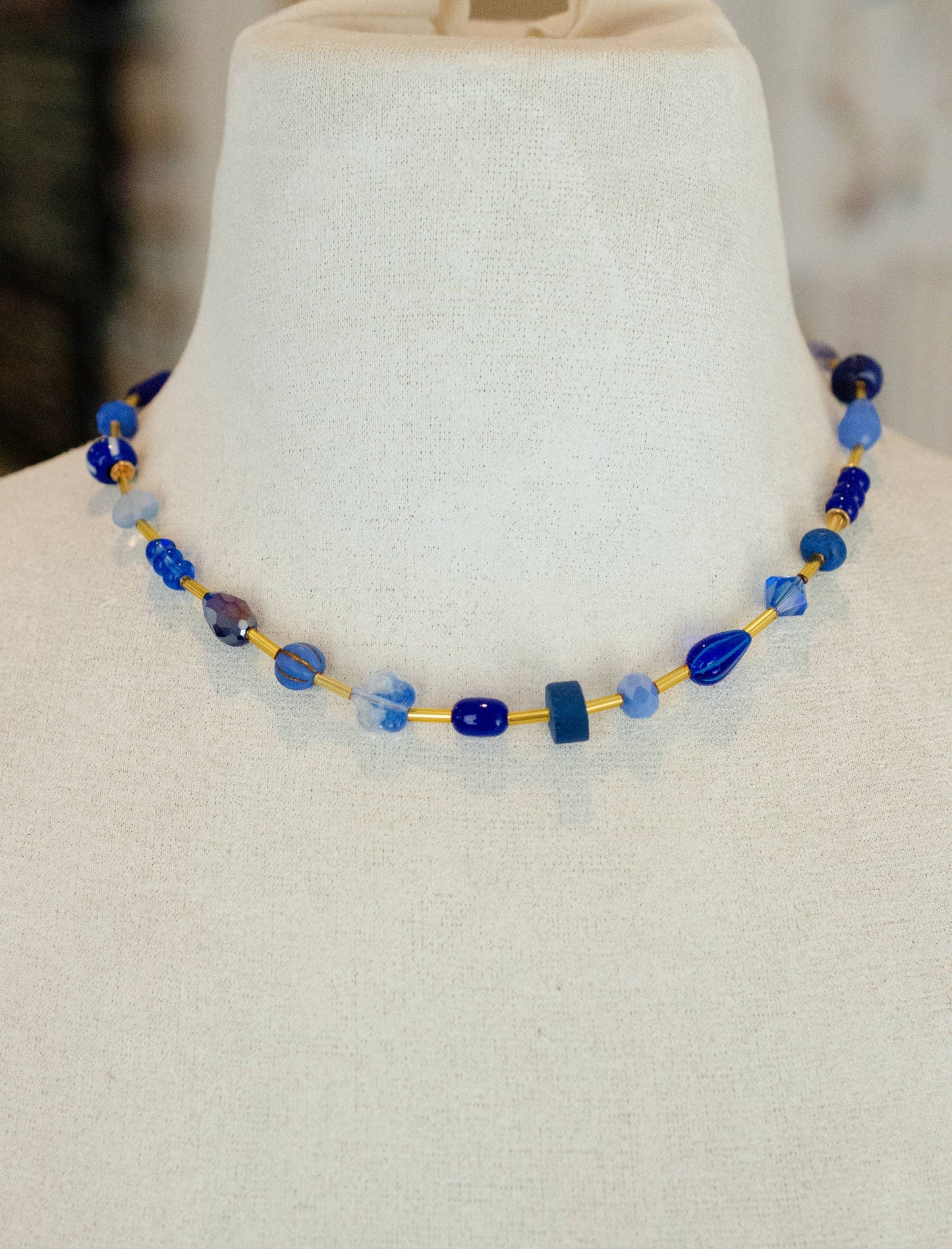 Blue Gemstone Beaded Necklace