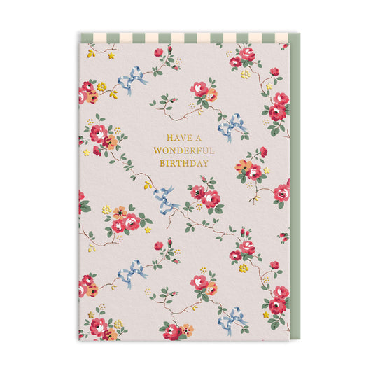 Cath Kidston Bows And Roses Wonderful Birthday Card (11518)