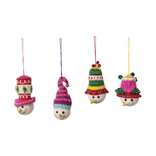 Embroidered Snowman Ornaments