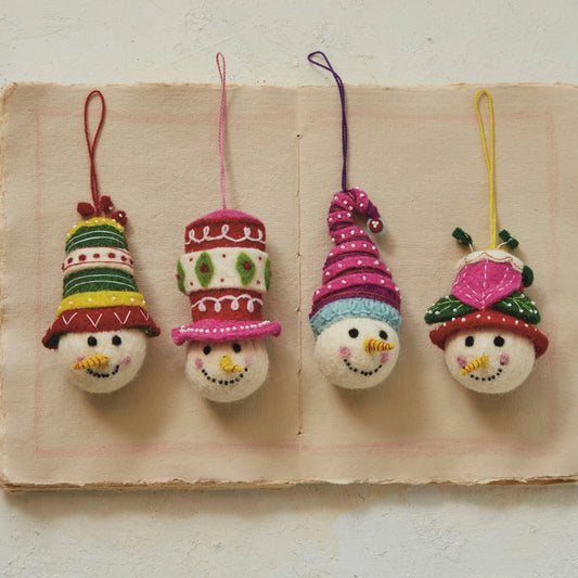 Embroidered Snowman Ornaments