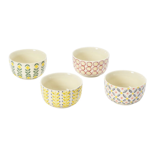 Floral Stamped Stoneware Bowls