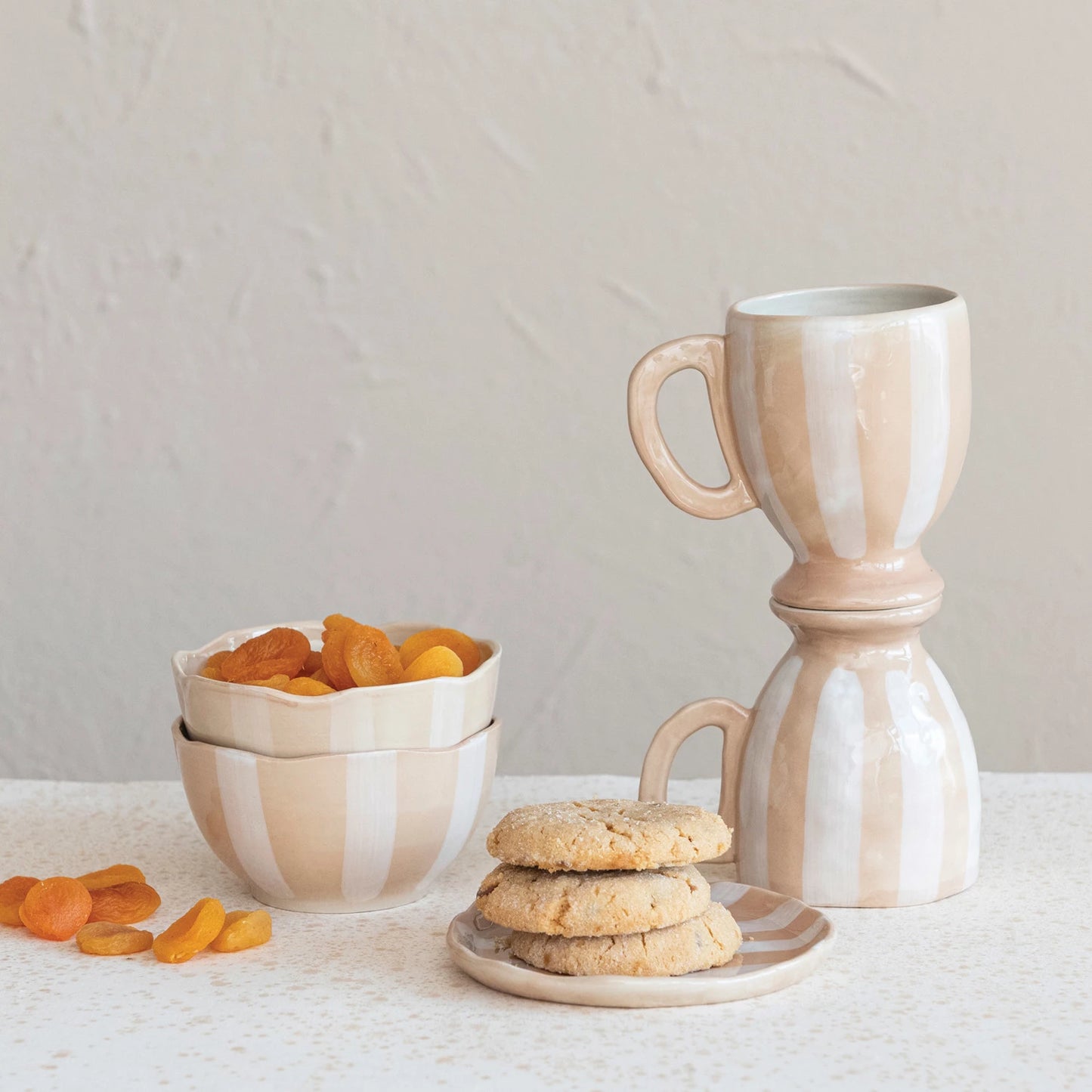 Hand-Painted Stoneware Footed Mug