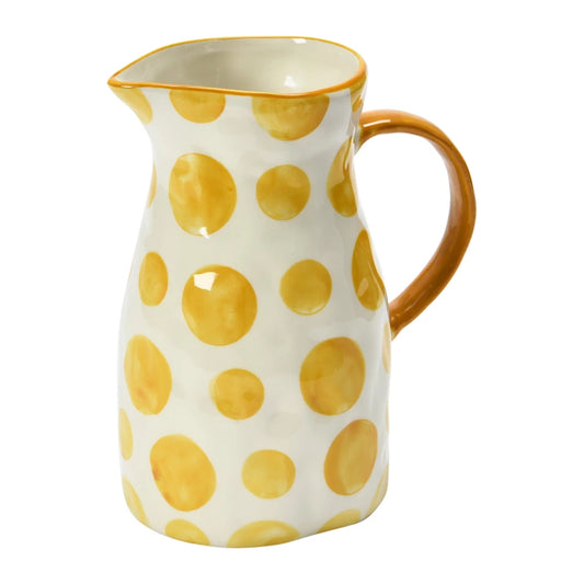 Yellow Stoneware Pitcher with Dots