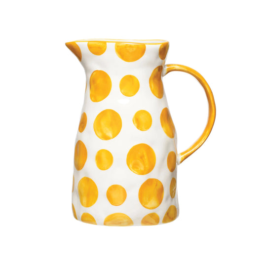 Yellow Stoneware Pitcher with Dots