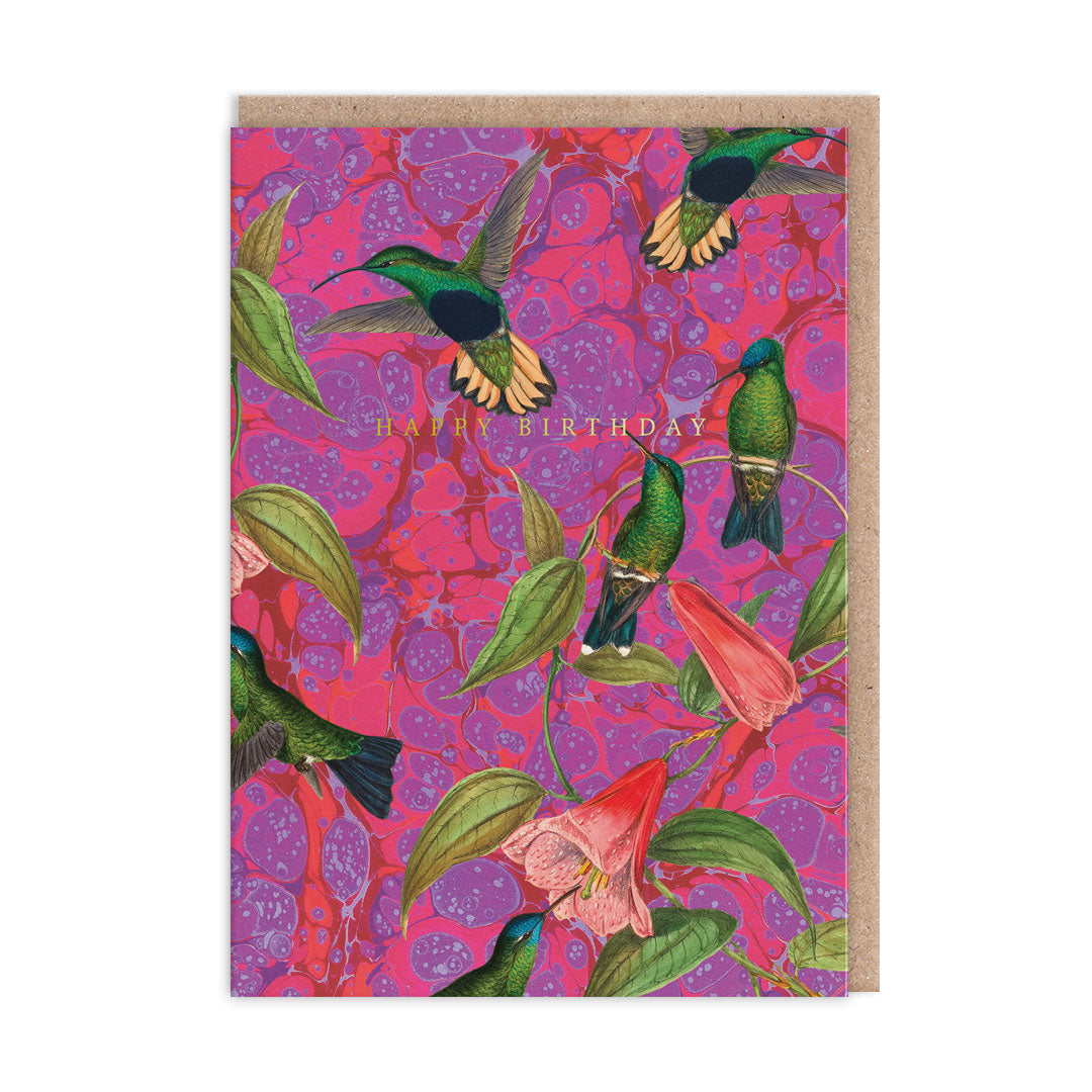 Marble Humming Birds Greeting Card