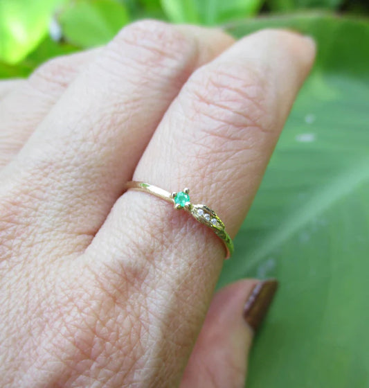 Sprout Emerald Ring