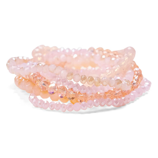 Peach Crystal Frost Beaded Bracelets