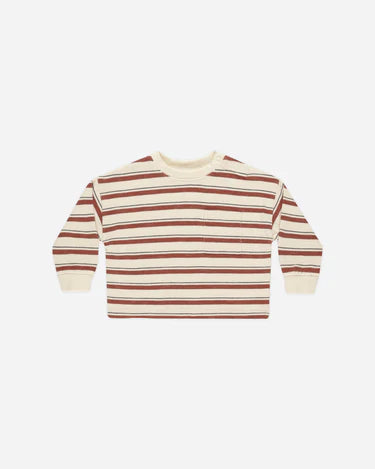 Relaxed Long Sleeve Tee || Brick Stripe