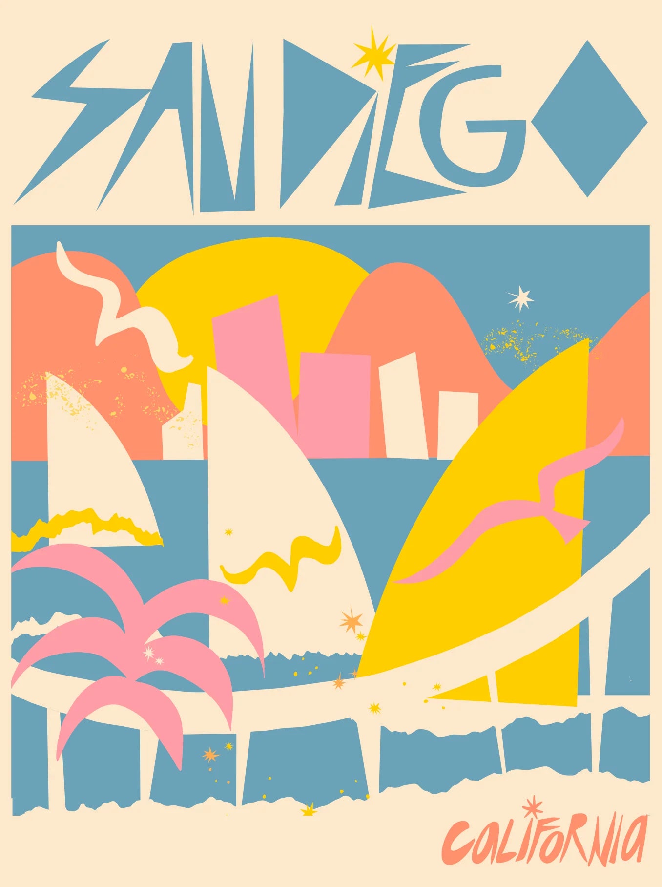 San Diego Beach Print - Pastel