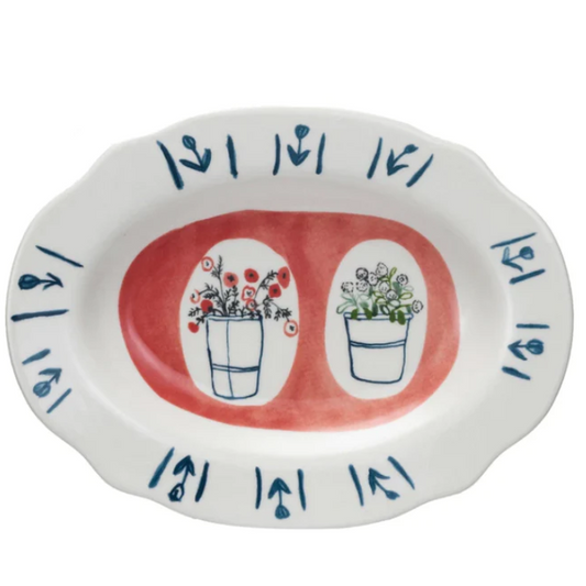 Floral Painted Stoneware Plates