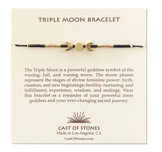 Triple Moon Bracelet - Deep Purple/ Gold