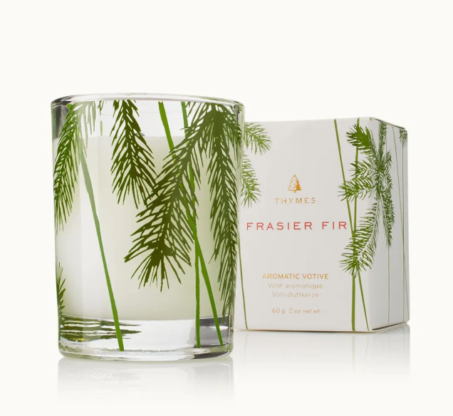 Frasier Fir Votive Candle, Pine Needle Design
