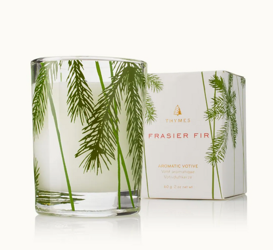 Frasier Fir Votive Candle, Pine Needle Design