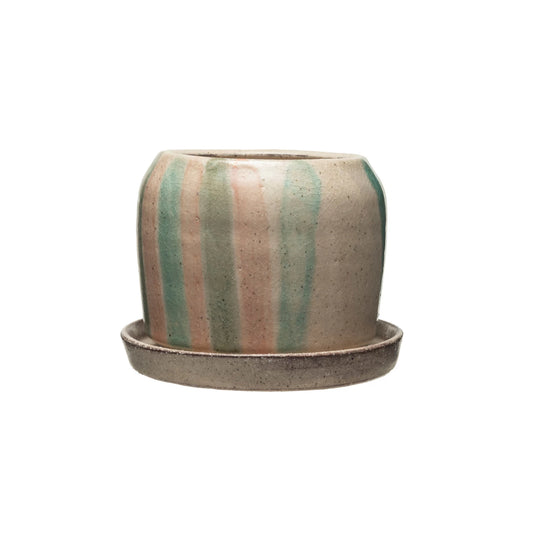 Striped Painted Terracotta Planter