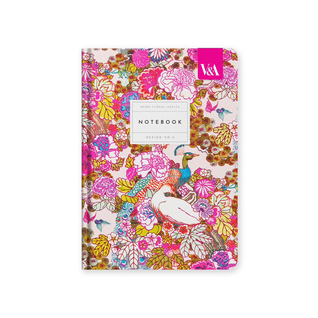 Neon Floral Peacock Floral Hardback Notebook