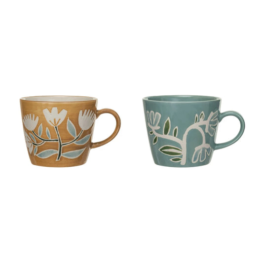 Wax Relief Flowers Mugs