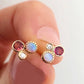 Opal, Diamond and Pink Tourmaline Solid Gold Studs