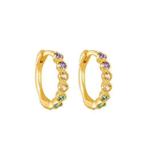 Rainbow Mini 14kt Gold Hoops