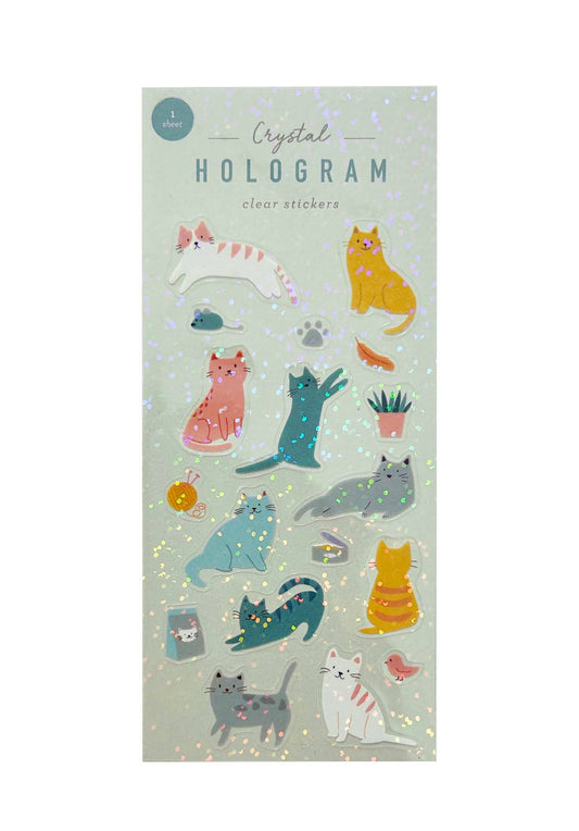 Cats Crystal Hologram Clear Stickers