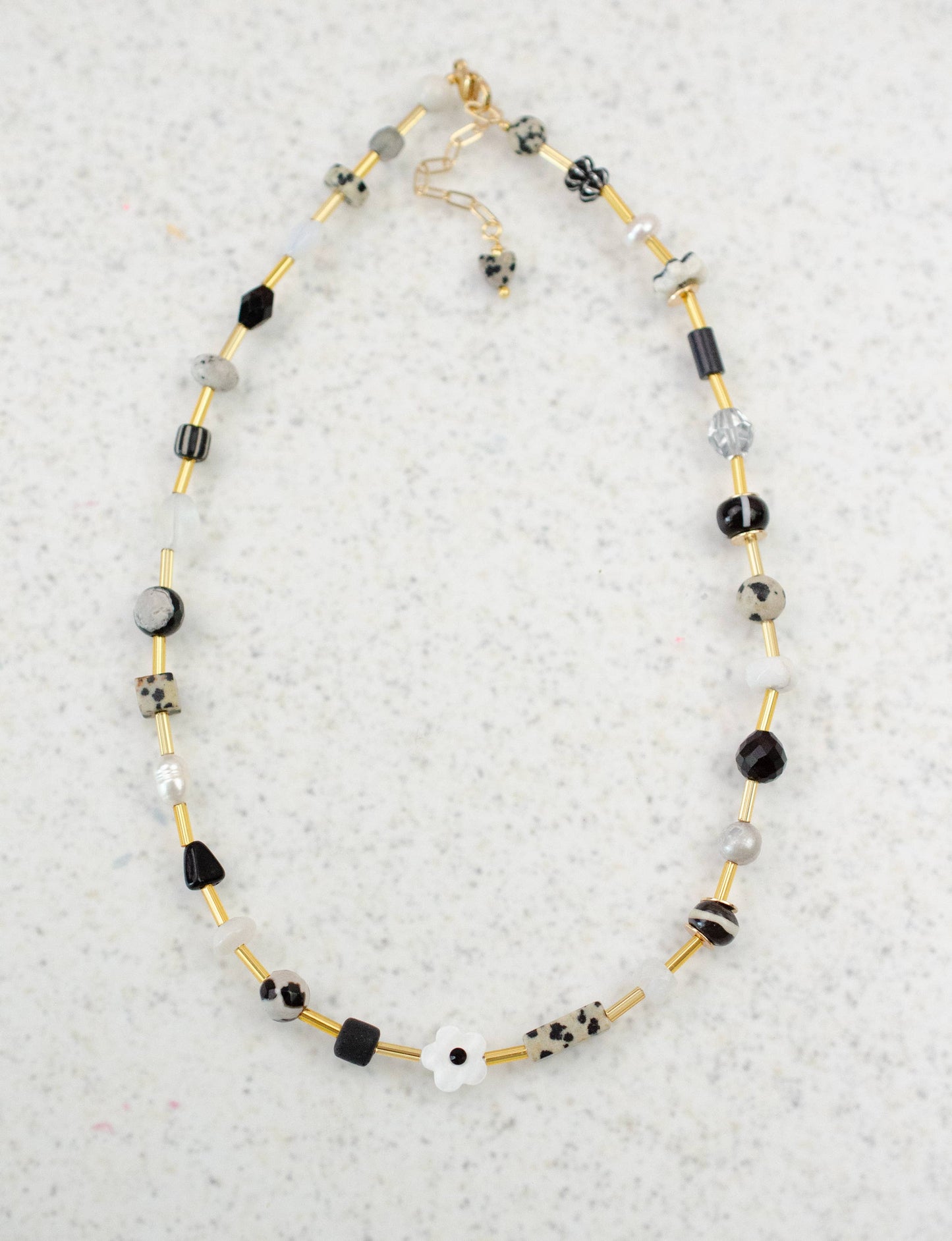 Black and White Beaded Necklace