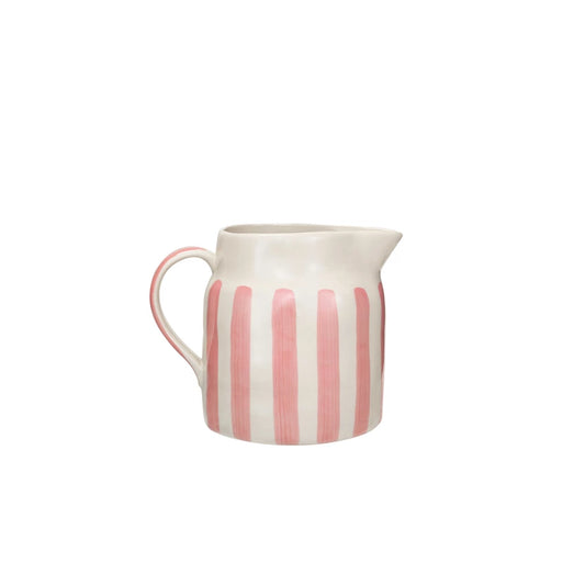 Hand Painted Striped Stoneware Pitcher