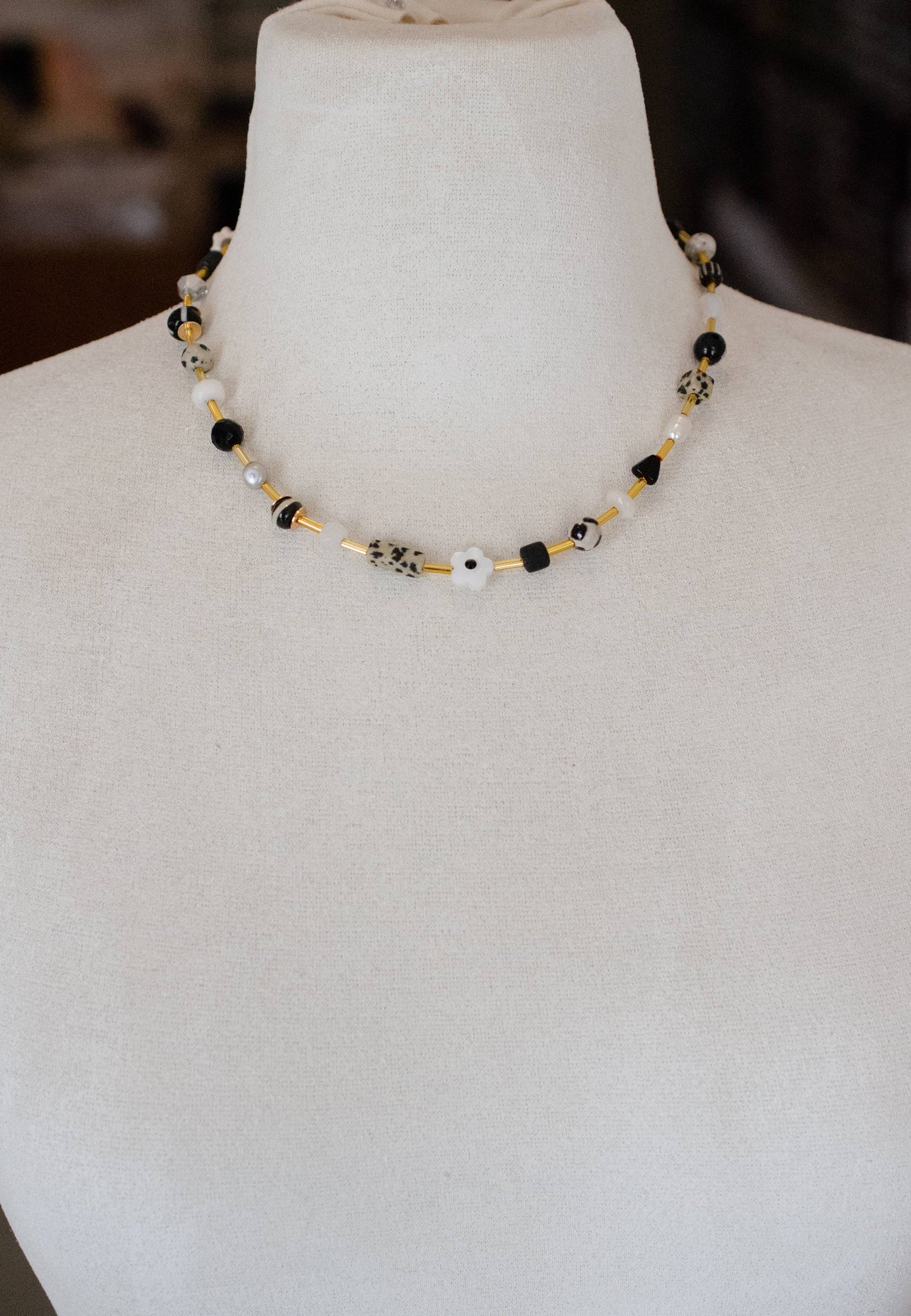 Black and White Beaded Necklace