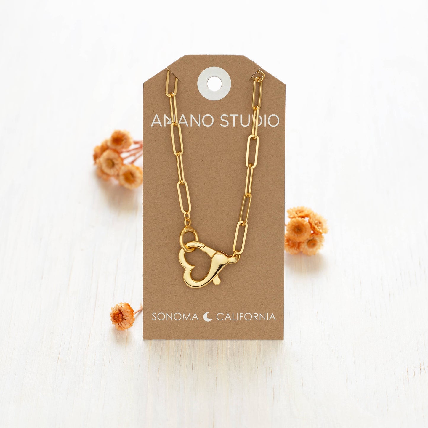 Heart Clasp on Paperclip Chain Necklace