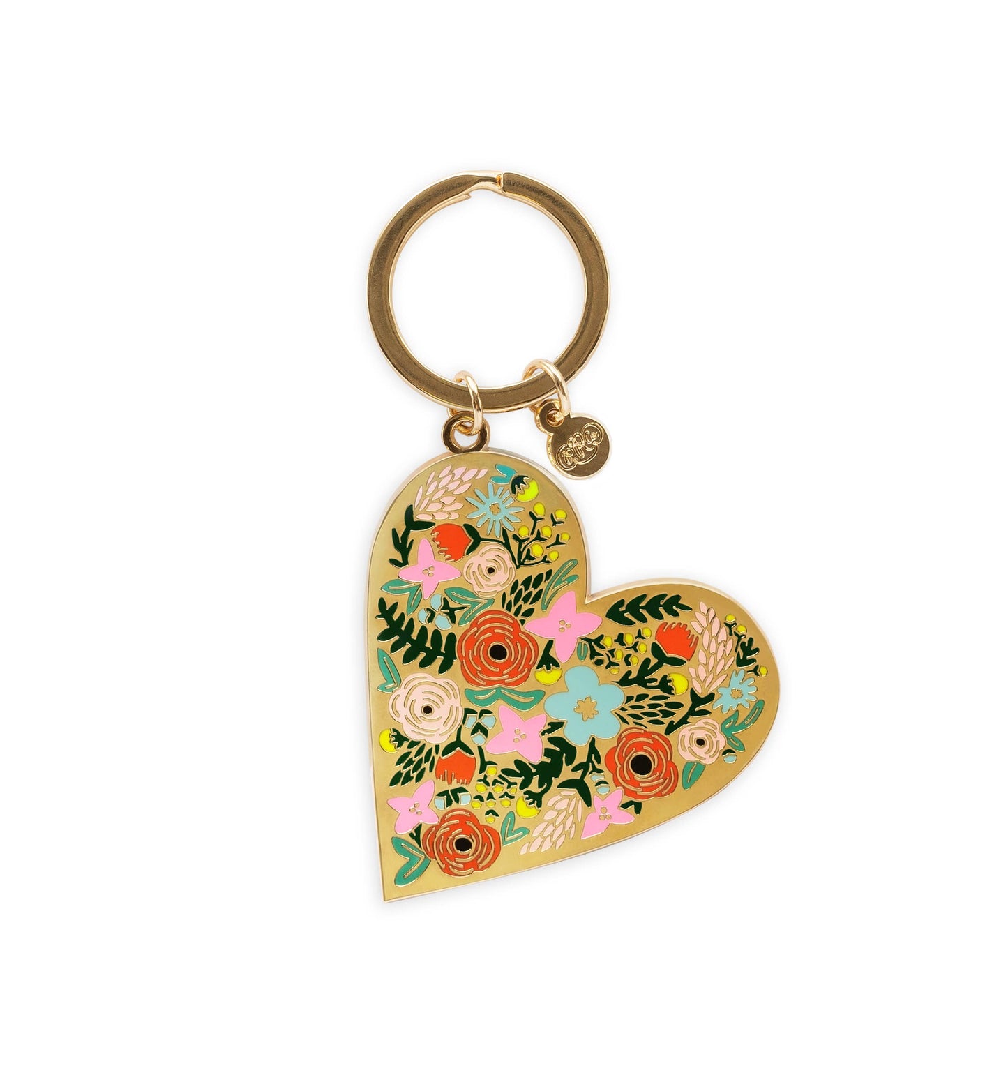 Floral Heart Enamel Keychain