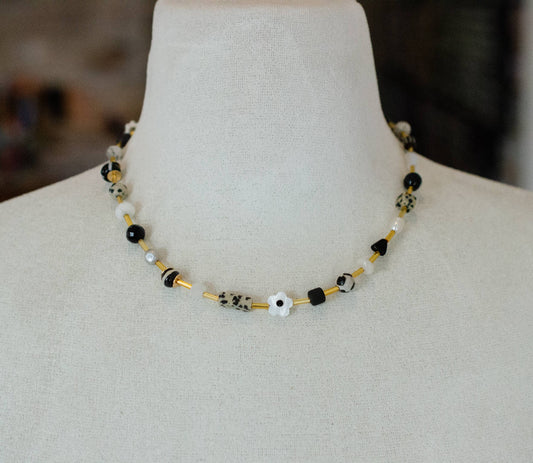 Black and White Beaded Necklace