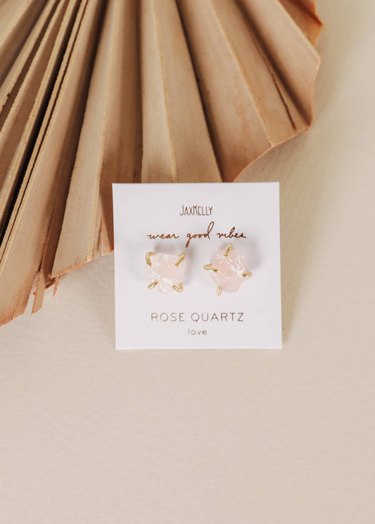Gemstone Prong - Rose Quartz Earring