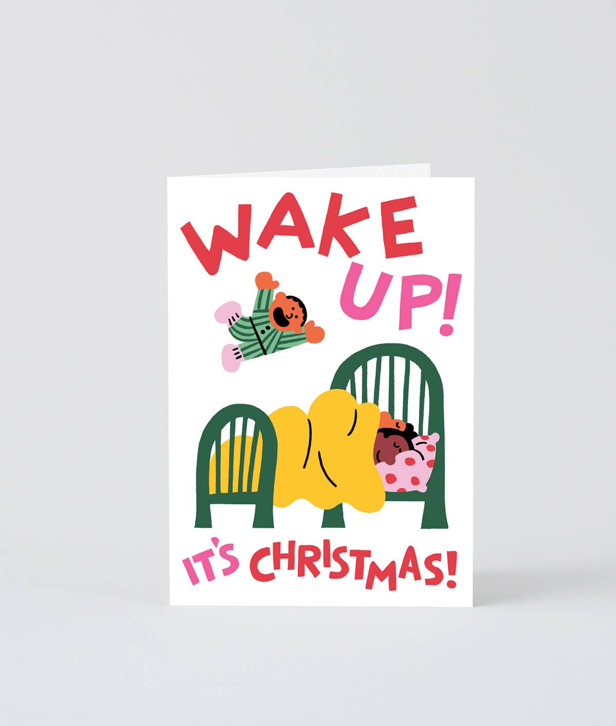 Wake up It's Christmas Embossed Holiday Greeting Card