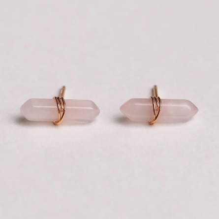 Rose Quartz Mineral Point Earrings