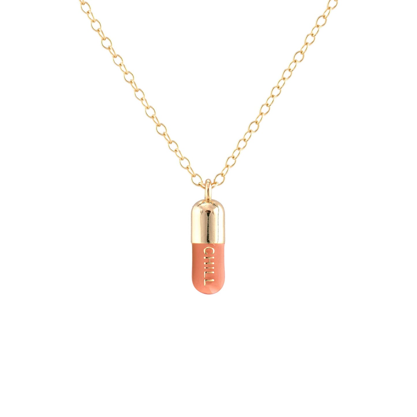 Chill Pill Enamel Necklace: Pink Sky