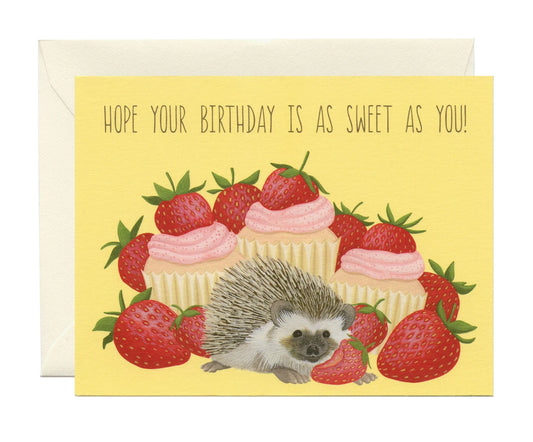 Hedgehog & Strawberry Cupcakes Card